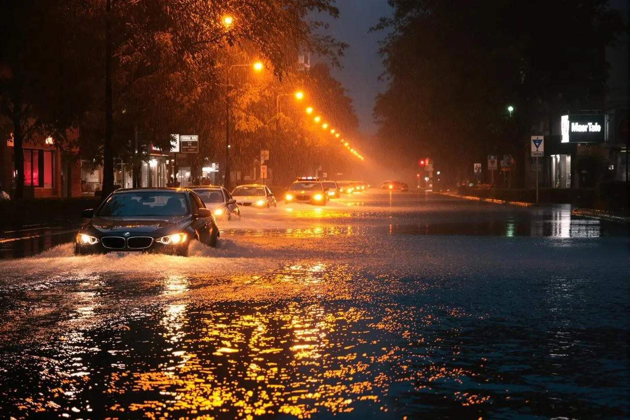 吃瓜吧 - 某地连夜暴雨致道路积水严重，市民出行困难